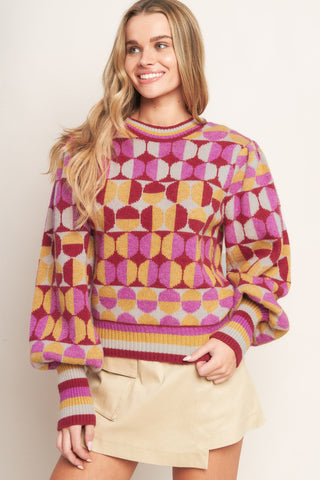 CHEER YOU ON JACQUARD SWEATER TOP - By Baano