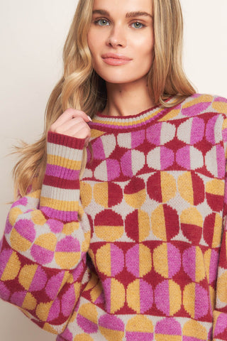 CHEER YOU ON JACQUARD SWEATER TOP - By Baano
