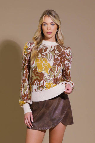 KEEPING TABS JACQUARD PULLOVER SWEATER TOP - By Baano