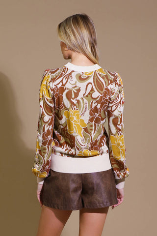 KEEPING TABS JACQUARD PULLOVER SWEATER TOP - By Baano