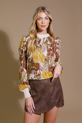 KEEPING TABS JACQUARD PULLOVER SWEATER TOP - By Baano