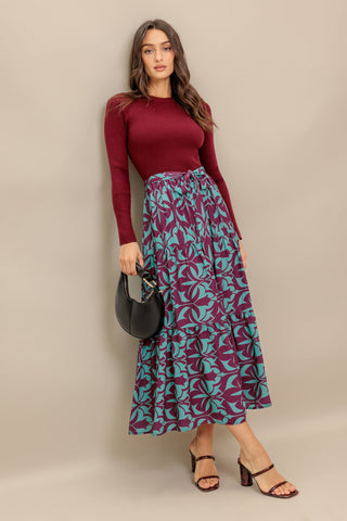 SANGRIA BLOOM WOVEN MIDI DRESS - By Baano