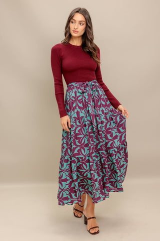 SANGRIA BLOOM WOVEN MIDI DRESS - By Baano
