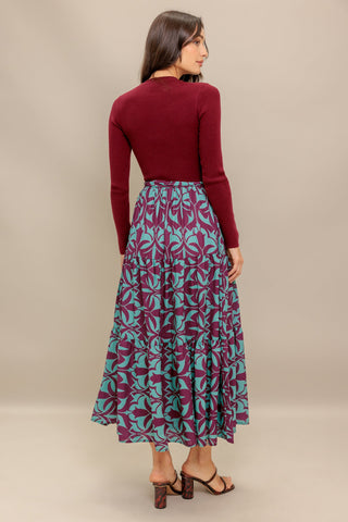 SANGRIA BLOOM WOVEN MIDI DRESS - By Baano
