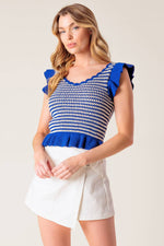 OUT WEST BLUE SWEATER KNIT TOP