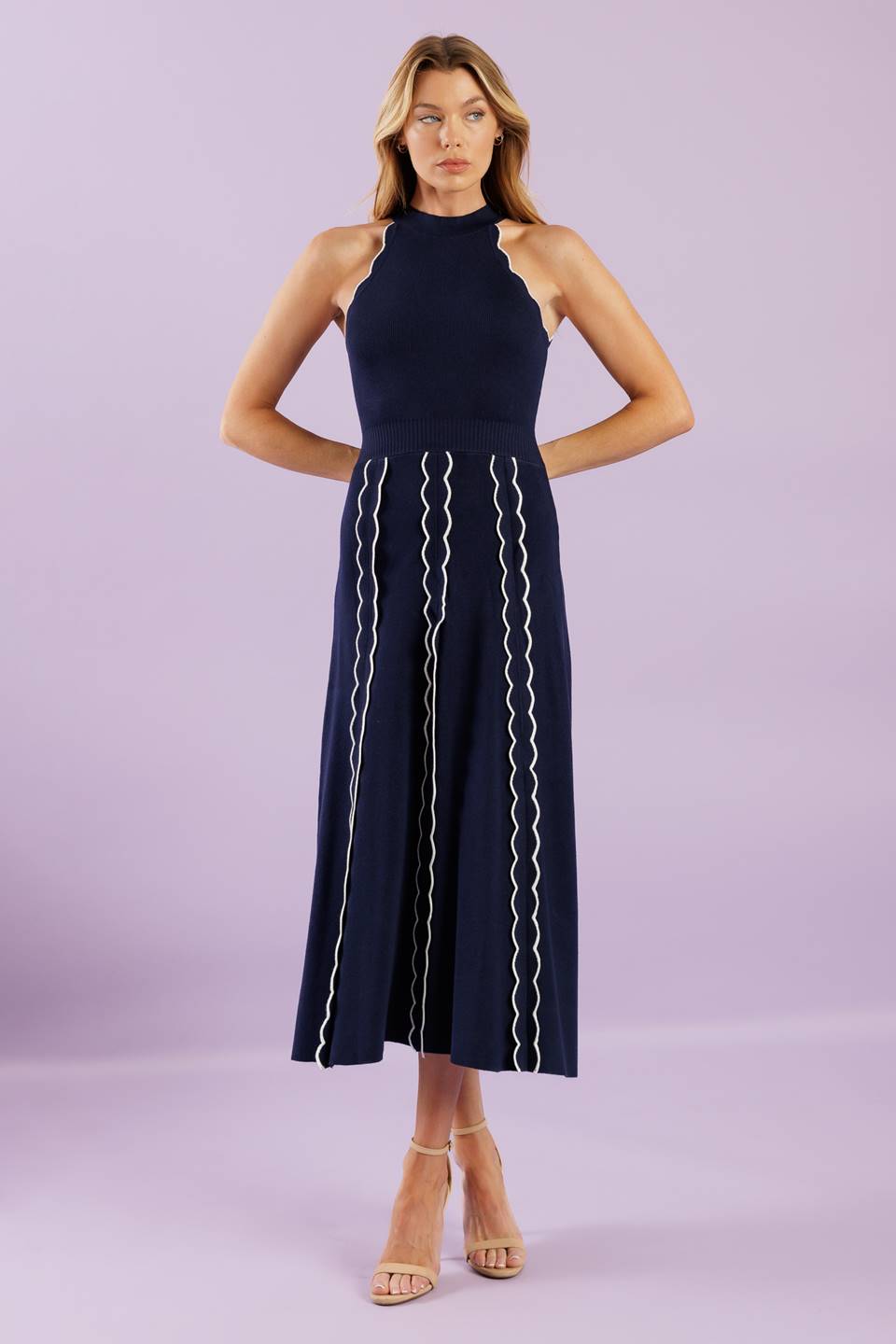 TIME FOR CHEER NAVY SWEATER MIDI DRESS Flying Tomato