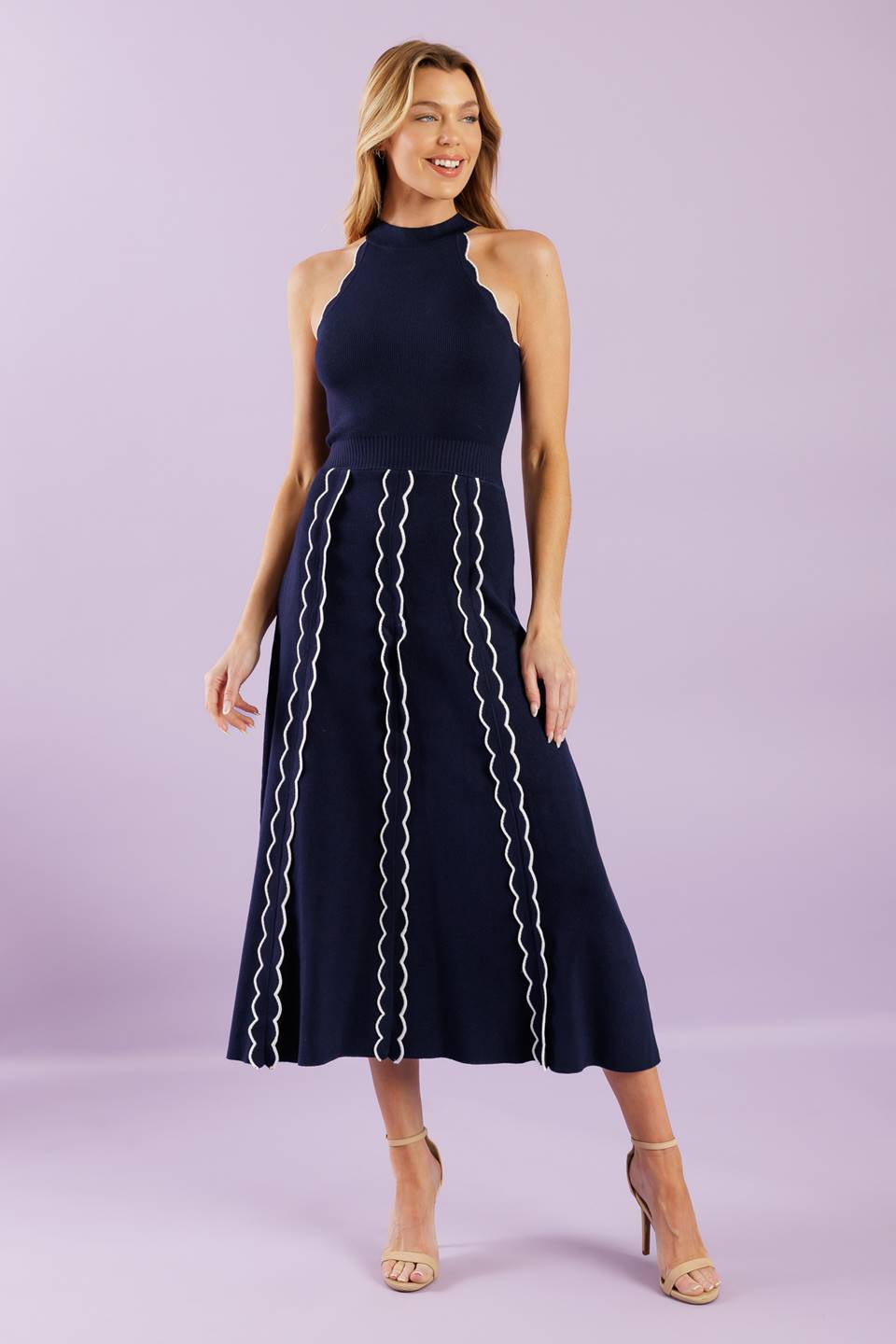 TIME FOR CHEER NAVY SWEATER MIDI DRESS Flying Tomato