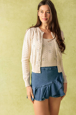 DAYS THAT FADE SWEATER AND CARDIGAN SET - By Baano