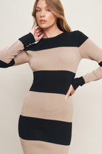 MODERN ATTITUDE STRIIP SWEATER MIDI DRESS
