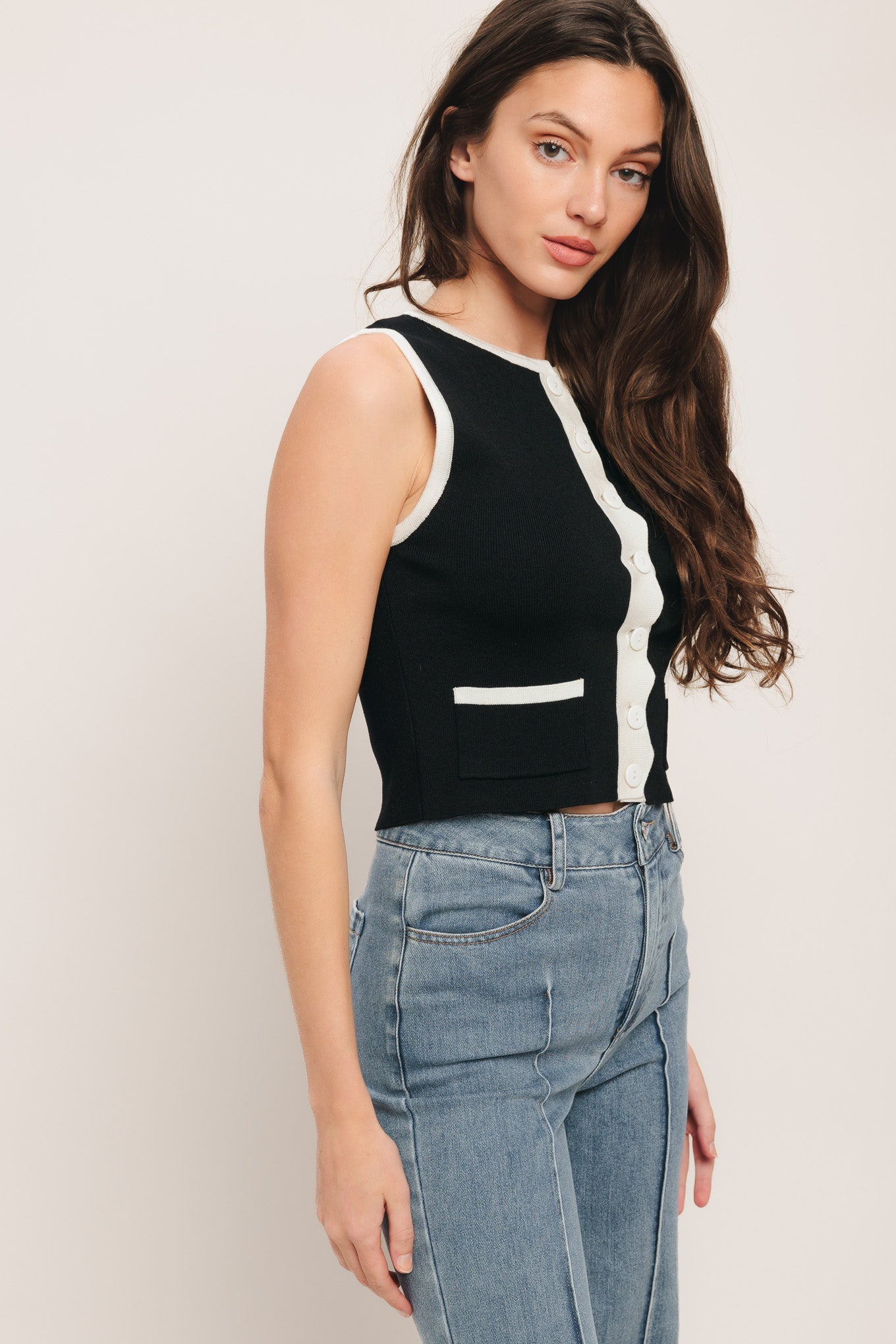 FRENCH NAUTICAL COLOR BLOCKED SWEATER TOP