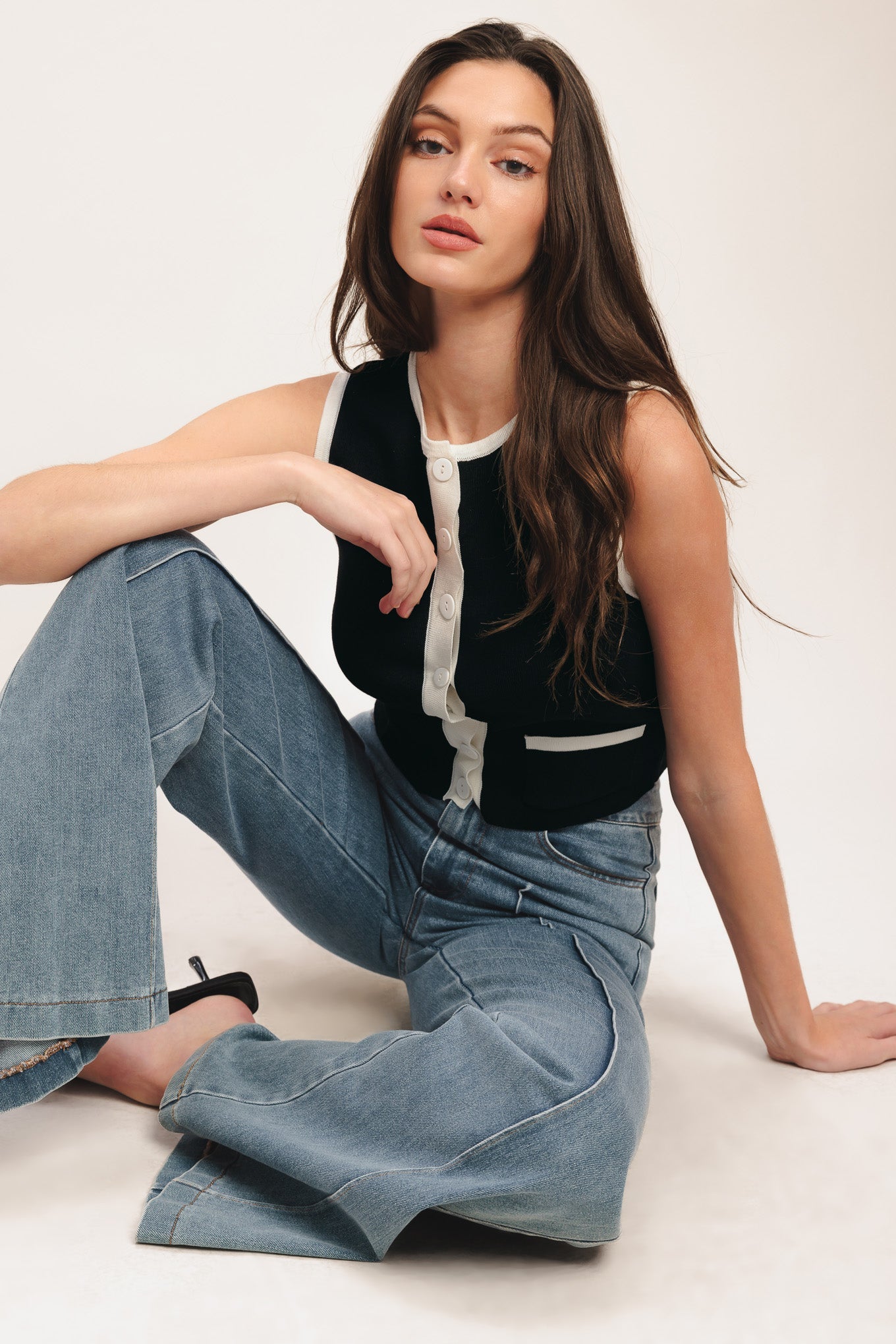 FRENCH NAUTICAL COLOR BLOCKED SWEATER TOP