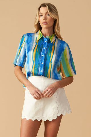 TAKE ME DANCING WOVEN SATIN TOP - By Baano