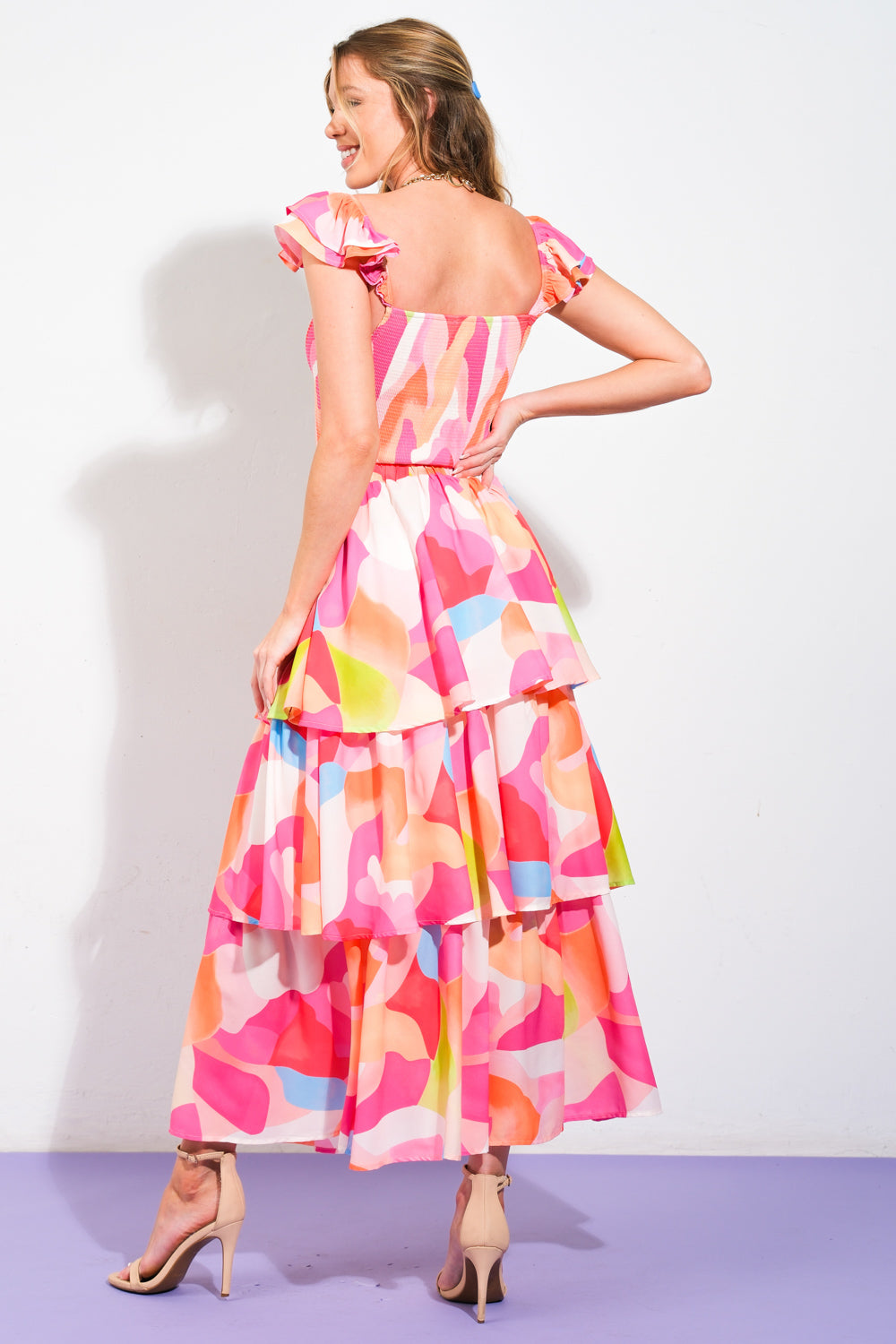 ABSOLUTE EDGE PINK WOVEN TOP AND SKIRT - By Baano