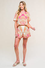 SCARLET SYMPHONY WOVEN TOP AND SHORT SET - By Baano