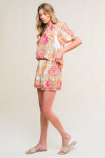 SCARLET SYMPHONY WOVEN TOP AND SHORT SET - By Baano