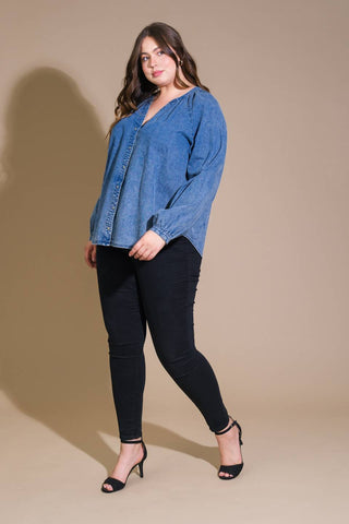 MUSING ABOUT YOU DENIM TOP - By Baano