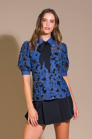 DANCE WITH ME DENIM JACQUARD TOP - By Baano