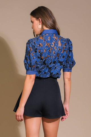DANCE WITH ME DENIM JACQUARD TOP - By Baano