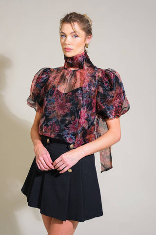 SEASIDE SERENITY FLORAL WOVEN TOP - By Baano