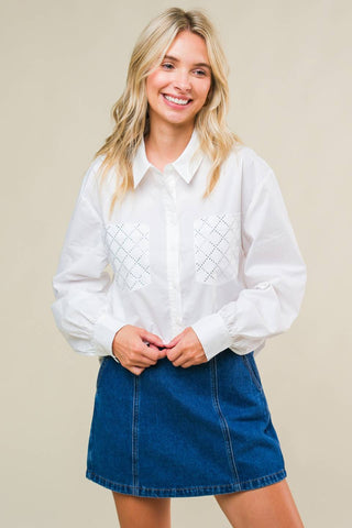 REFINED BREEZE BUTTON-UP TOP - By Baano