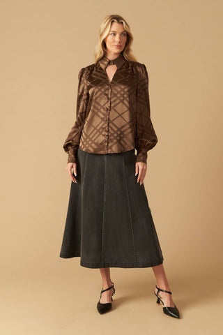 THE ART OF BALANCE WOVEN SATIN TOP - By Baano