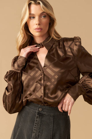 THE ART OF BALANCE WOVEN SATIN TOP - By Baano