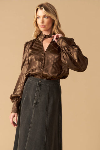 THE ART OF BALANCE WOVEN SATIN TOP - By Baano