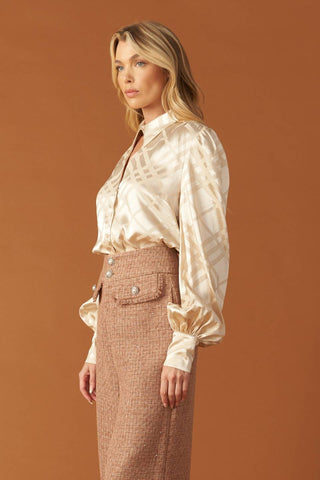 THE ART OF BALANCE WOVEN SATIN TOP - By Baano
