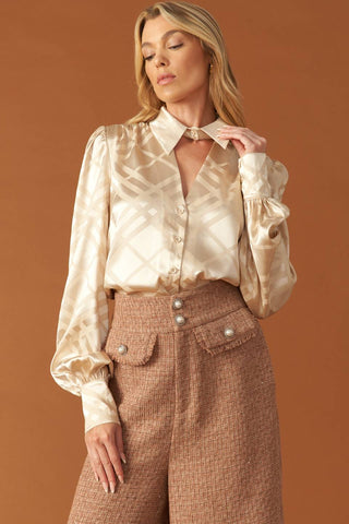THE ART OF BALANCE WOVEN SATIN TOP - By Baano