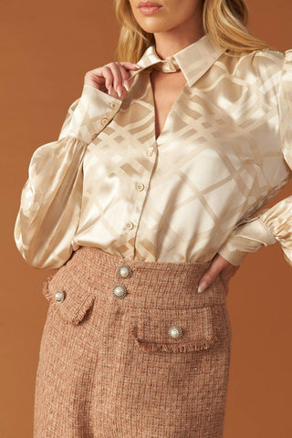 THE ART OF BALANCE WOVEN SATIN TOP - By Baano