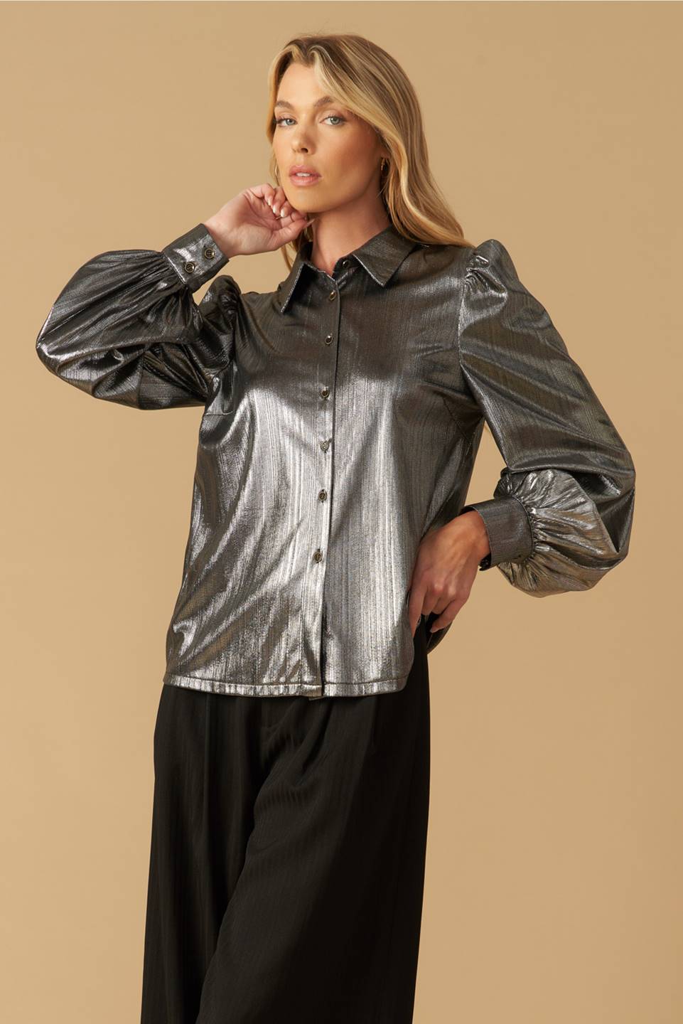 FLIRTY VIBES FOIL COATED TOP - By Baano