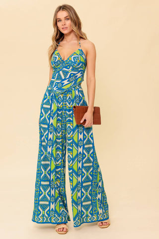 STUN LIKE ME NAVY WOVEN TOP AND PANT SET - By Baano