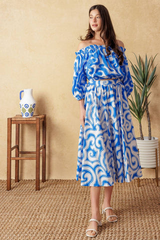 SUNSET SASHAY BLUE TOP AND SKIRT SET - By Baano