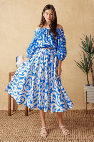 SUNSET SASHAY BLUE TOP AND SKIRT SET - By Baano