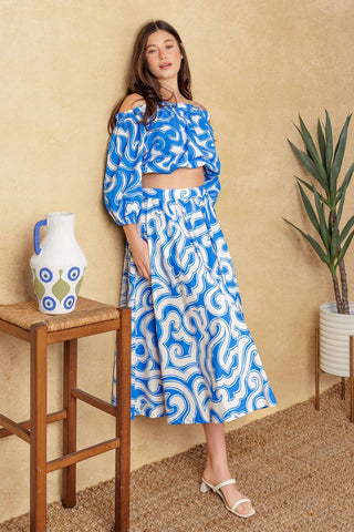 SUNSET SASHAY BLUE TOP AND SKIRT SET - By Baano
