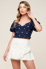 BEBE ALERT NAVY WOVEN TOP - By Baano