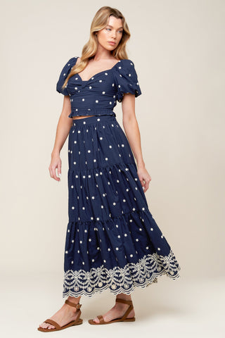 BEBE ALERT NAVY WOVEN TOP - By Baano