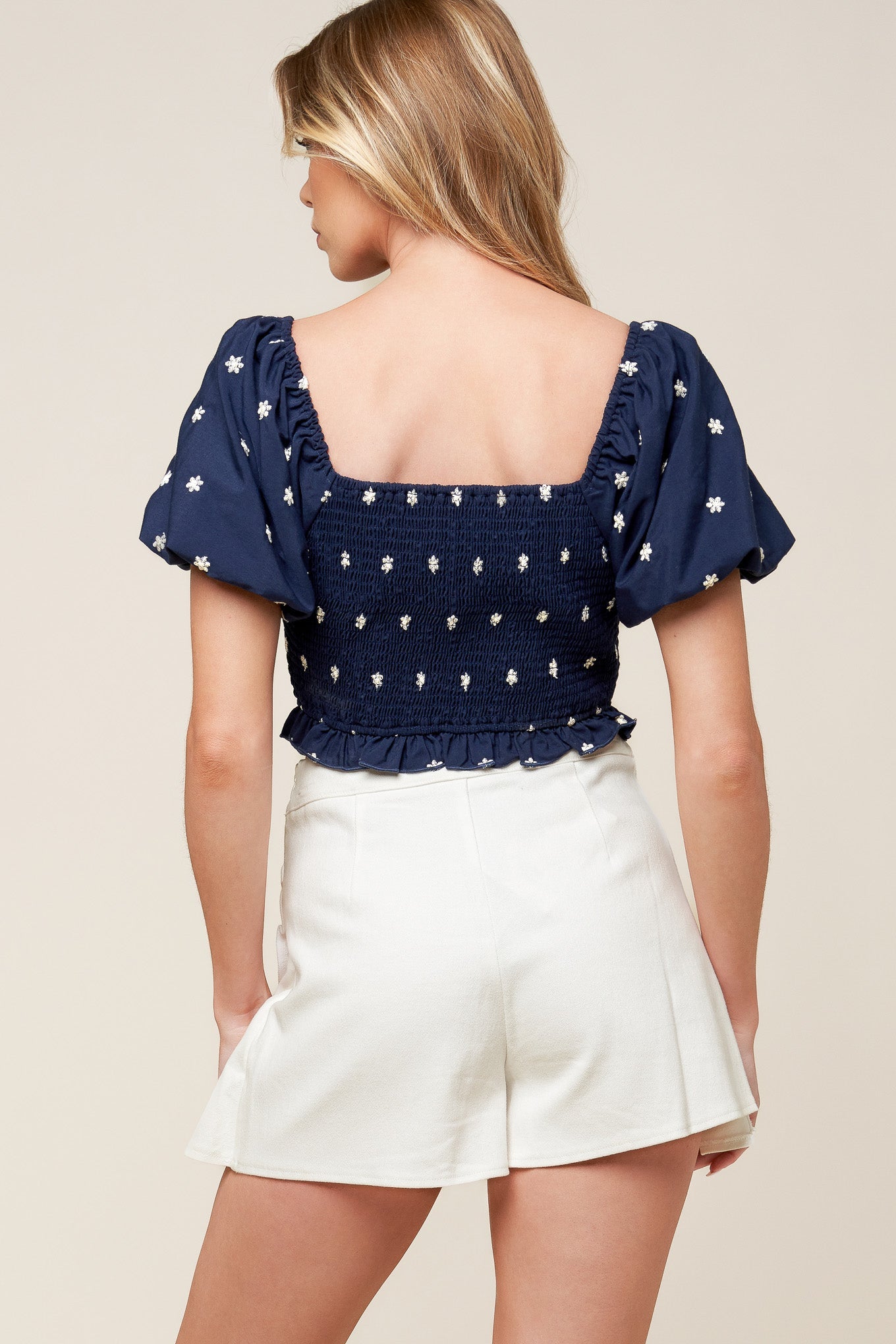 BEBE ALERT NAVY WOVEN TOP - By Baano