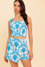 OPEN MINDED BLUE TOP AND SKORT SET