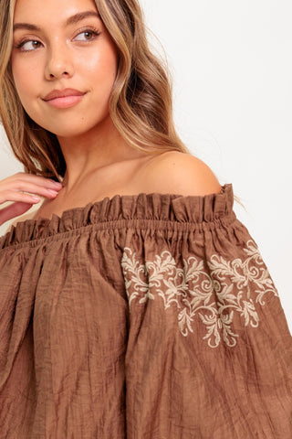 FULL SPEED AHEAD BROWN WOVEN TOP - By Baano