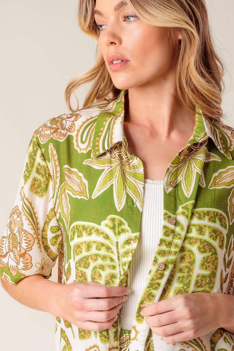 DISTANT ECHOES GREEN WOVEN SHIRT - By Baano