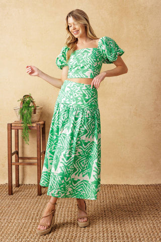 DESTINED FOR MORE WOVEN TOP AND SKIRT SET - By Baano