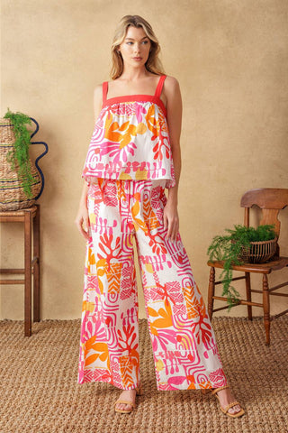 OVER YOU AGAIN WOVEN TOP AND PANT SET - By Baano