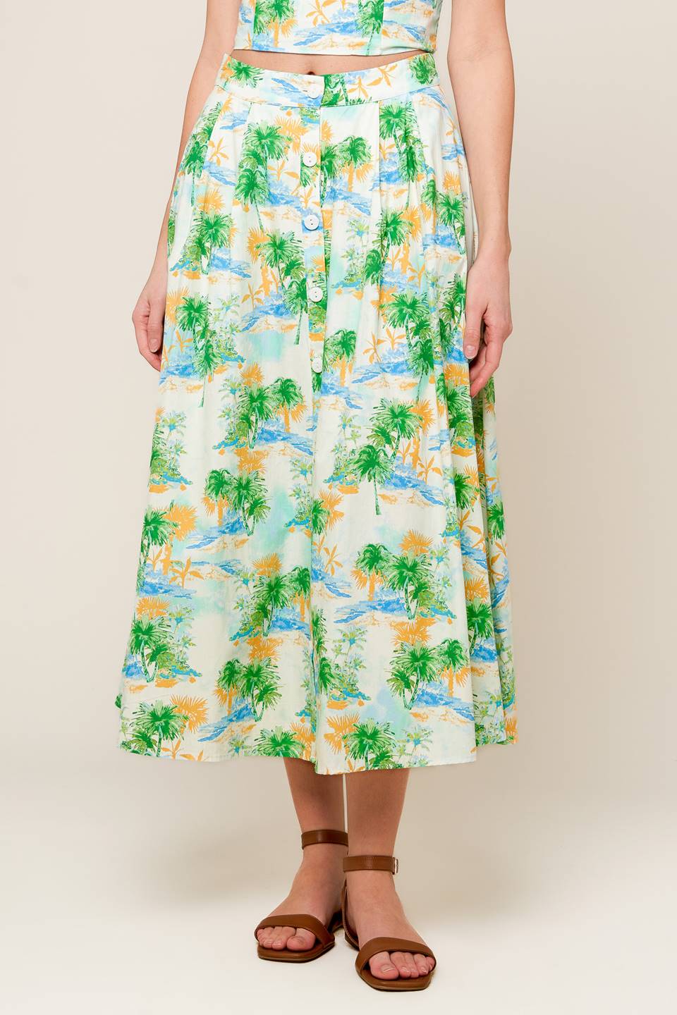 PICTURE PERFECT WOVEN TOP AND SKIRT SET - By Baano