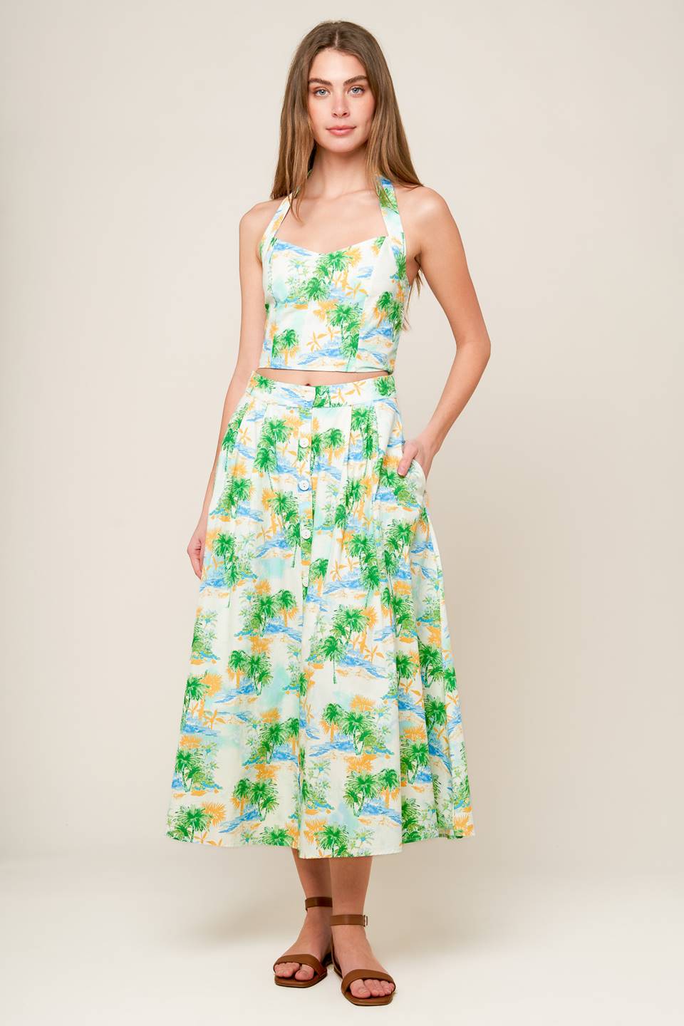 PICTURE PERFECT WOVEN TOP AND SKIRT SET - By Baano