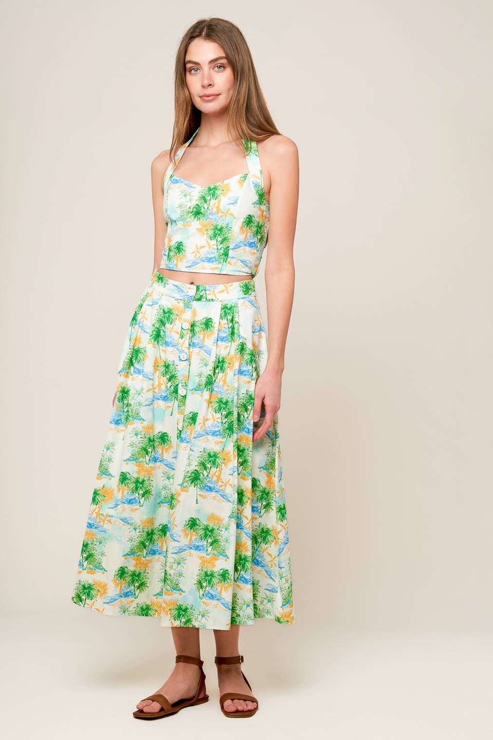 PICTURE PERFECT WOVEN TOP AND SKIRT SET - By Baano