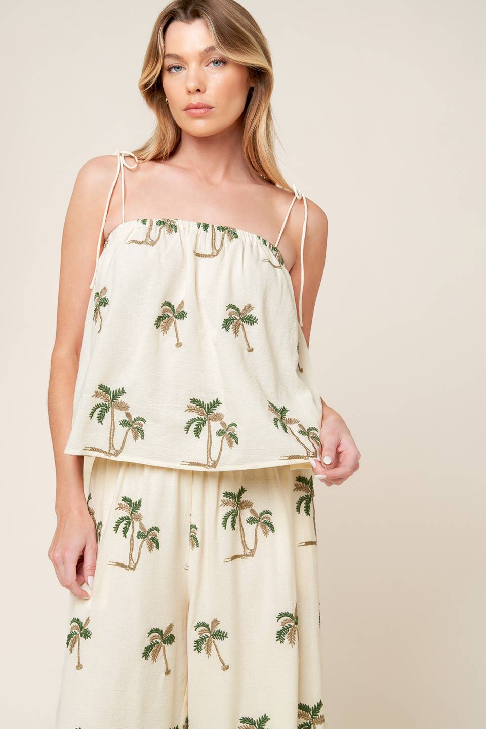 TERRIFIC TIMING IVORY WOVEN TOP AND PANT SET - By Baano