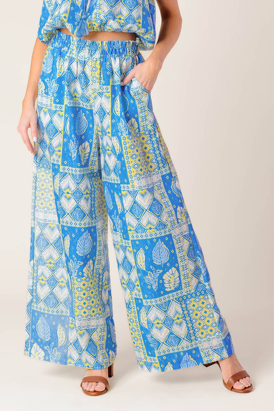 LET'S GET OUT OF TOWN WOVEN TOP AND PANT SET - By Baano