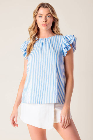 SWEET HARMONY BLUE WOVEN TOP - By Baano