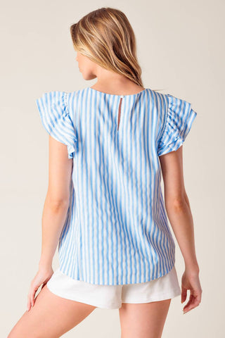 SWEET HARMONY BLUE WOVEN TOP - By Baano